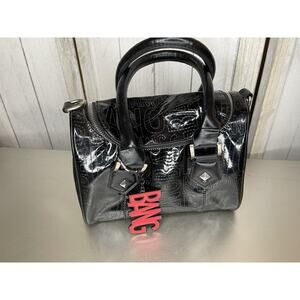DC Comics Harleen Harley Quinn Bang Zip Bag Faux Black Patent W/ Charm